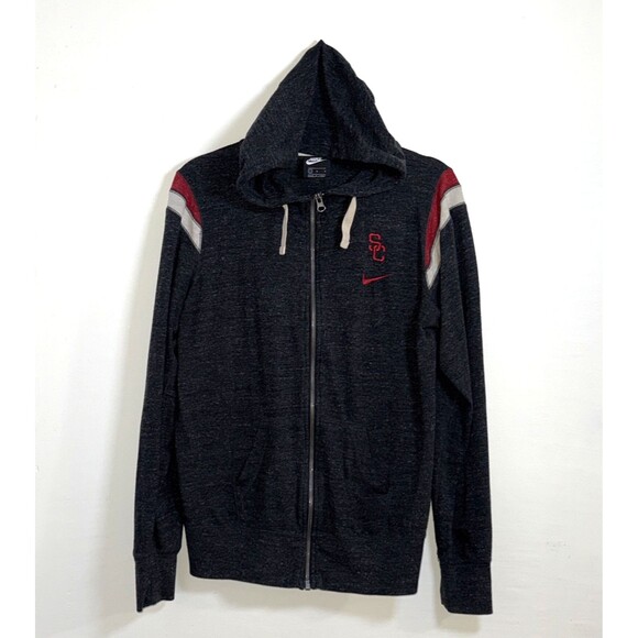 USC Trojans Hoodie Womens Large Black Nike Heather Full Zip Sweatshirt Football - Picture 1 of 8